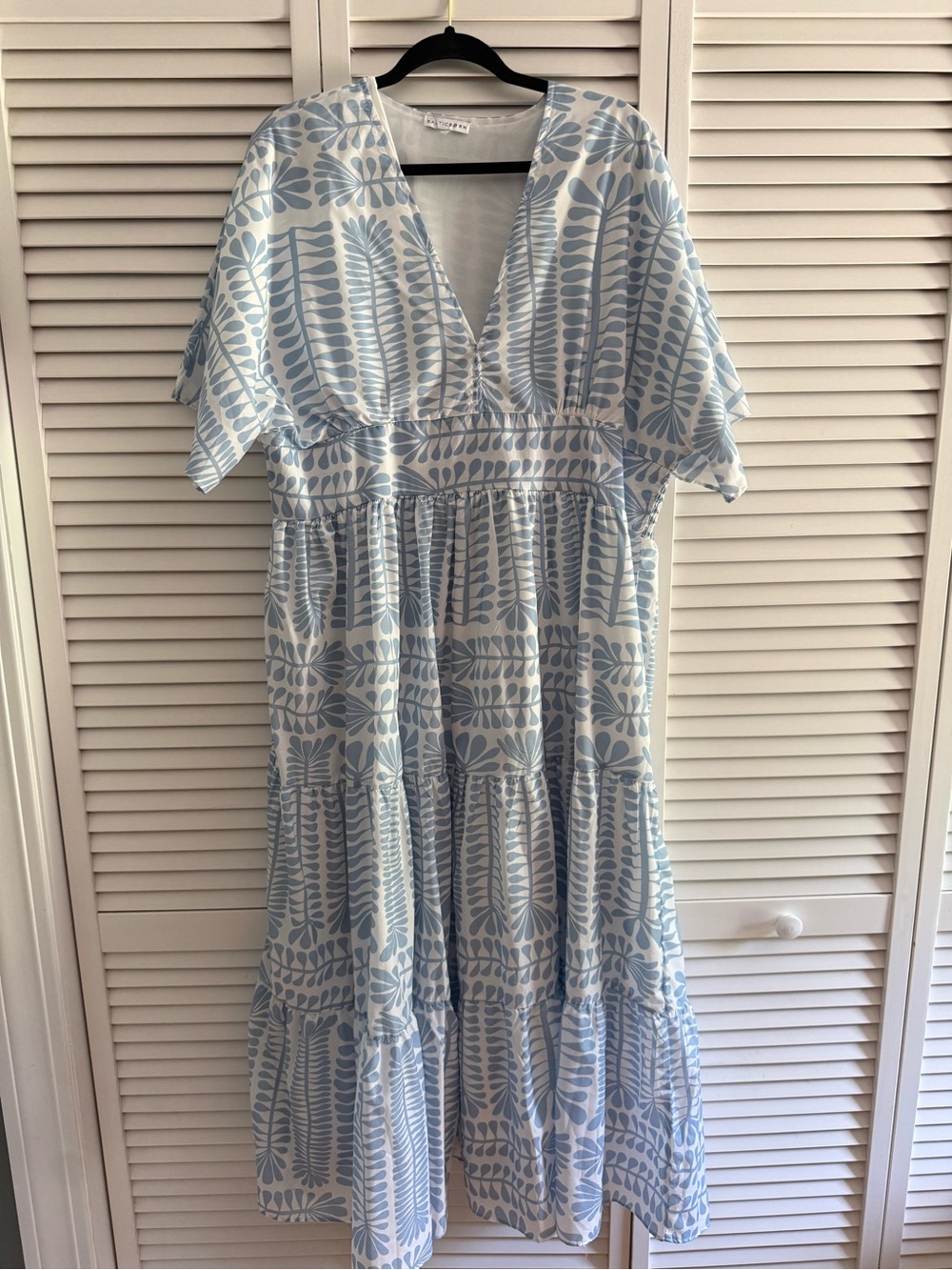 Baltic Born Powder Blue Printed V-Neck Maxi Dress